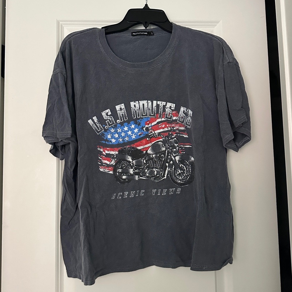 PrettyLittleThing USA Route 66 Scenic Views Tee - Dark Gray